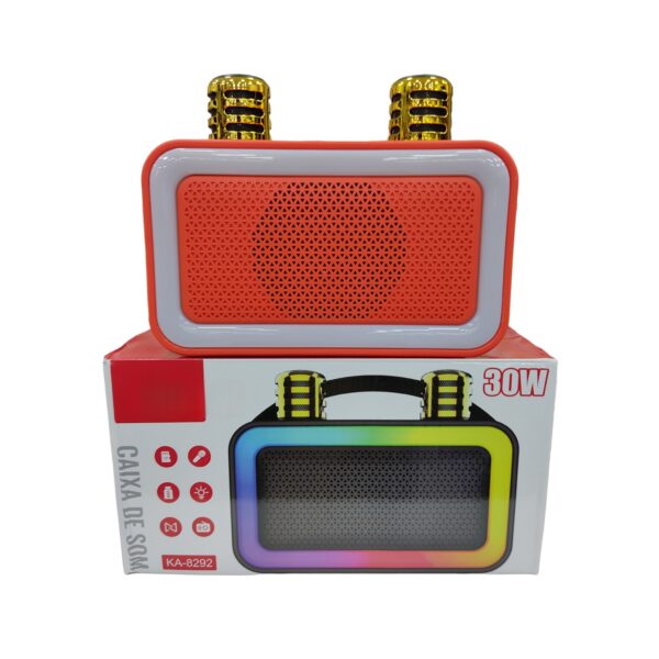 Caixa de Som Bluetooth Portátil Com 2 Microfones